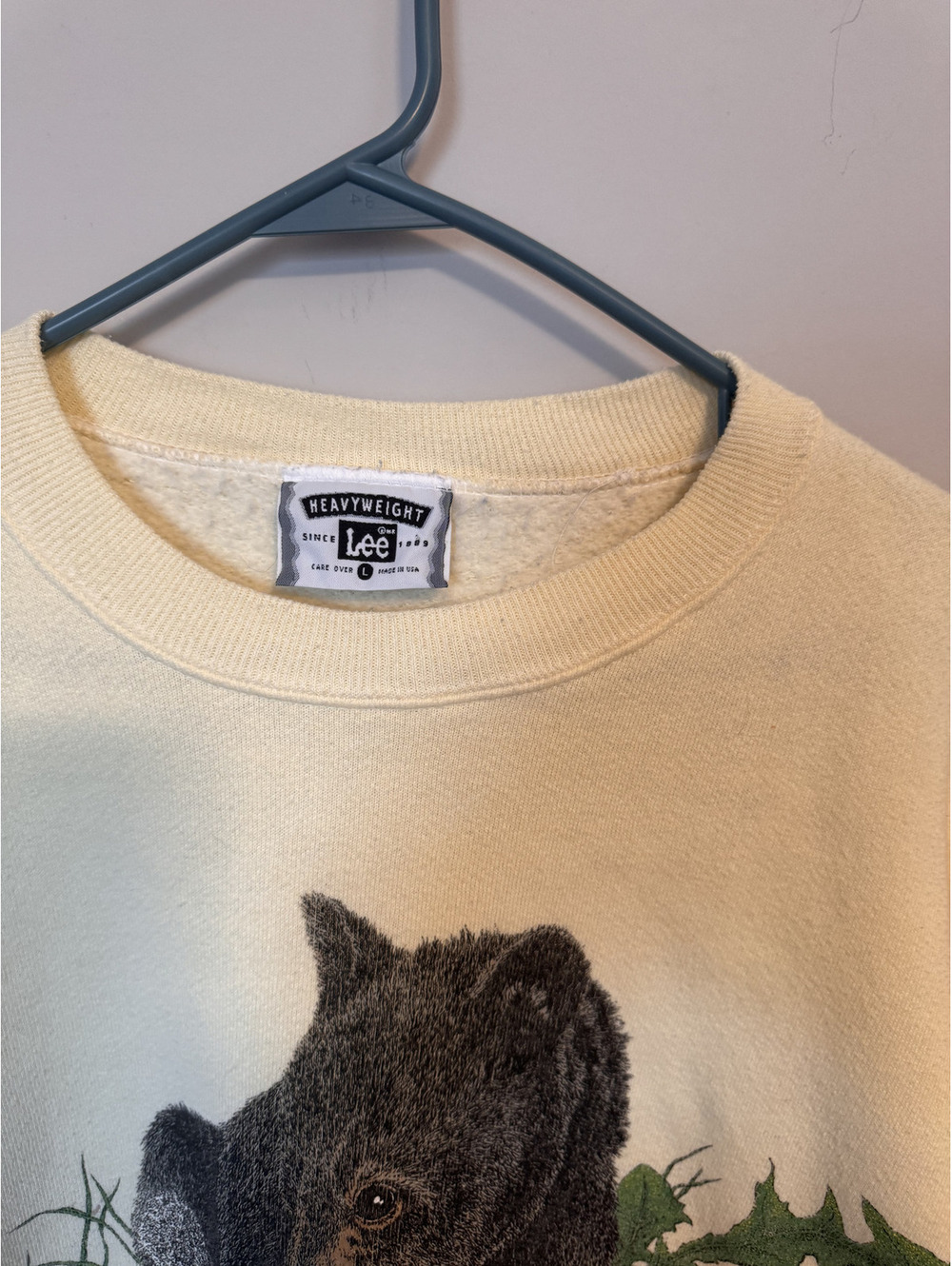 Y2K VTG Heavyweight Lee Size Large Bear Print 1994 Janelle Thompson Sweatshirt - Picture 4 of 7
